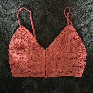 Pink/Dark Salmon Laced Bralette/Crop tank top.
